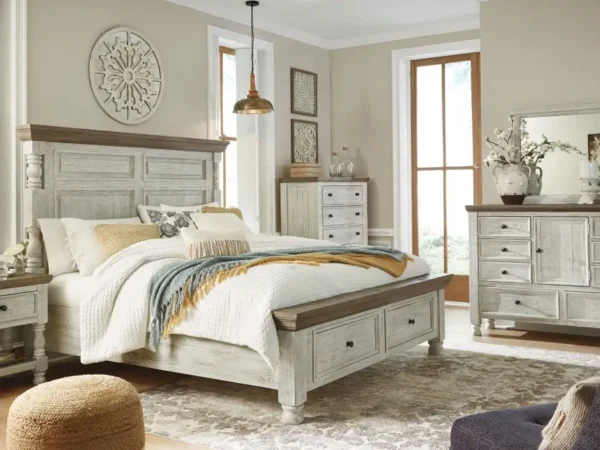 Cozy bedroom with rustic furniture and sunlight.