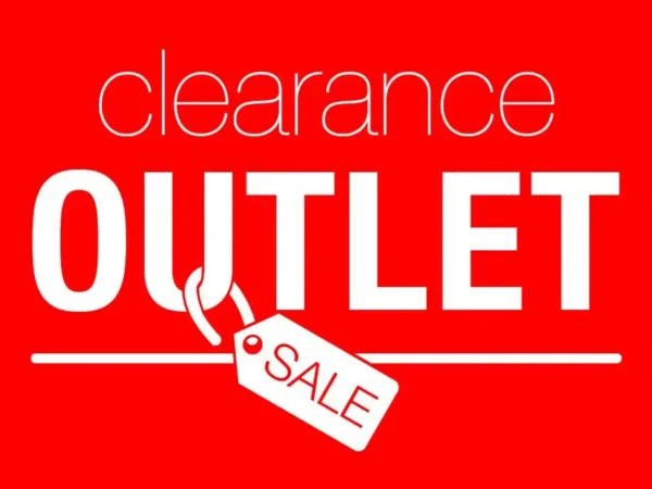 Red clearance outlet sale sign.