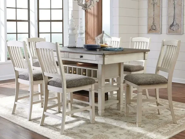 Rustic dining room set with six chairs
