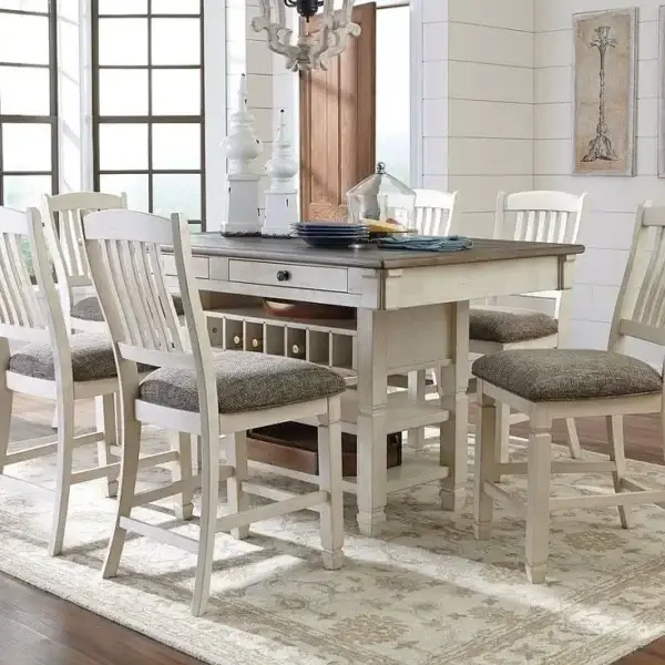 Rustic dining room set with six chairs