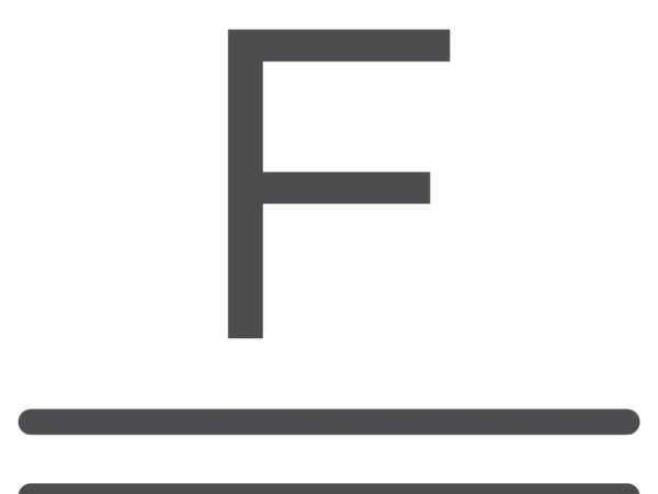 F logo with parallel lines beneath