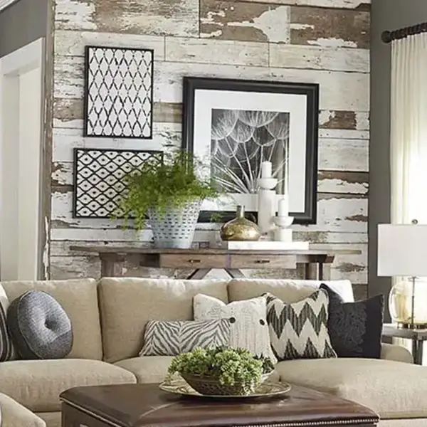 Cozy living room with modern decor and wall art.