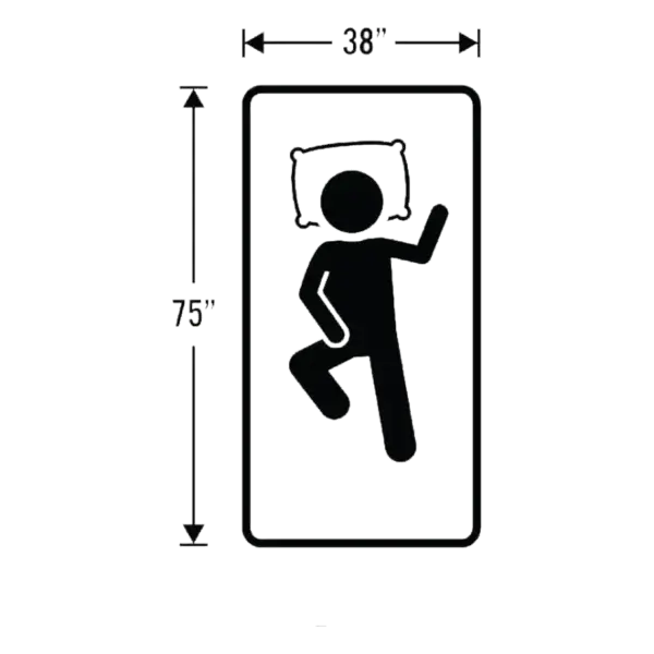 Twin bed dimensions with person sleeping