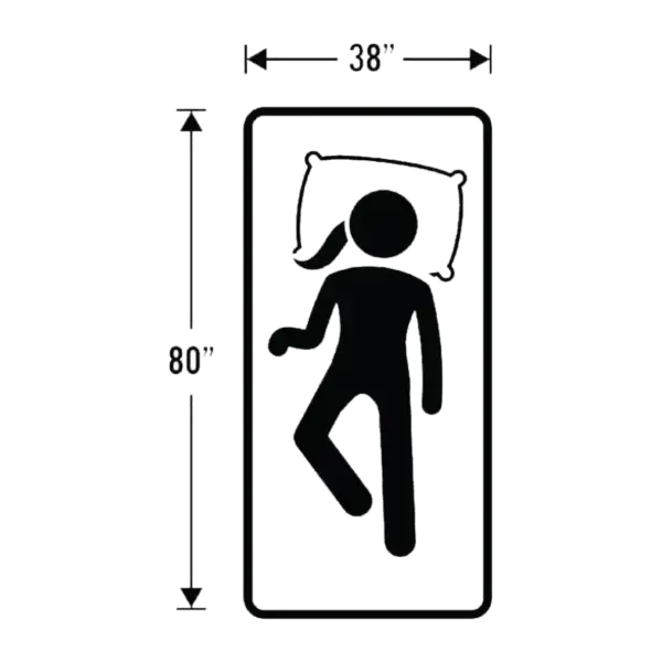 Twin xl bed dimensions illustration with figure.
