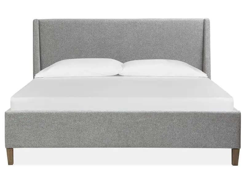 05fa4a41296a35019956852b9c3897c1 Lindon B5570-50FG Wood Queen Island Bed Grey Upholstered Footboard KD - Image 1