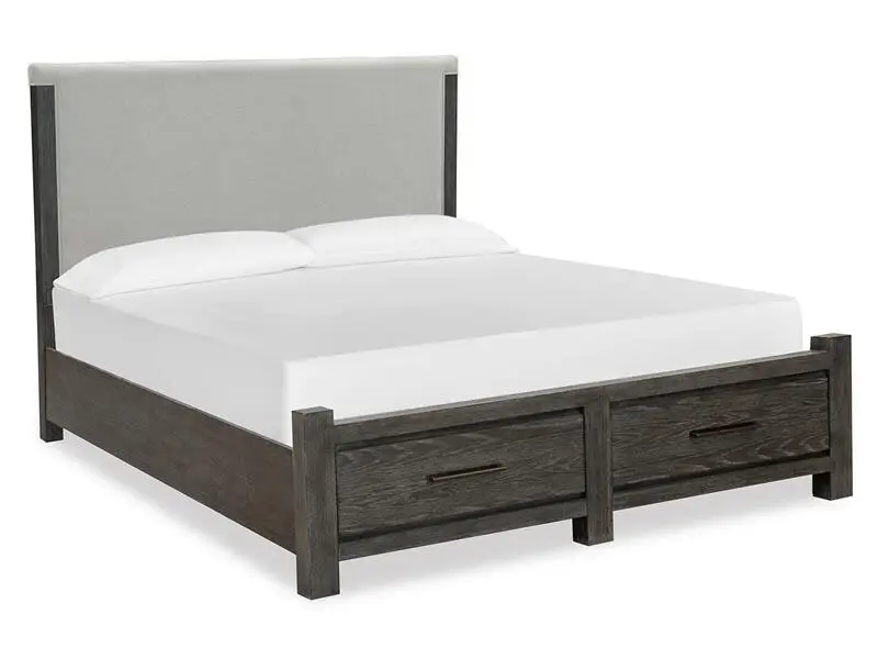 3bb142019e28964f0375665d7d7ce72f Plum B5990-55H Wood Queen Panel Bed Upholstered Headboard KD - Image 1
