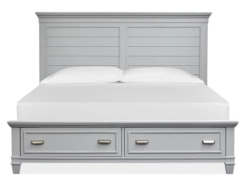575f8257058ff7a5a32a2e5d851ae75b Charleston B5611-54SFGY Wood Queen Panel Bed Storage Footboard - Grey SU - Image 1