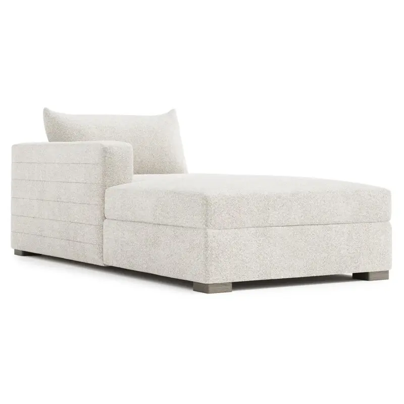 83d83a06de767fce32d42d4e3093d8c8 Helena Fabric Left Arm Chaise Without Pillows Wood Foot - Image 1