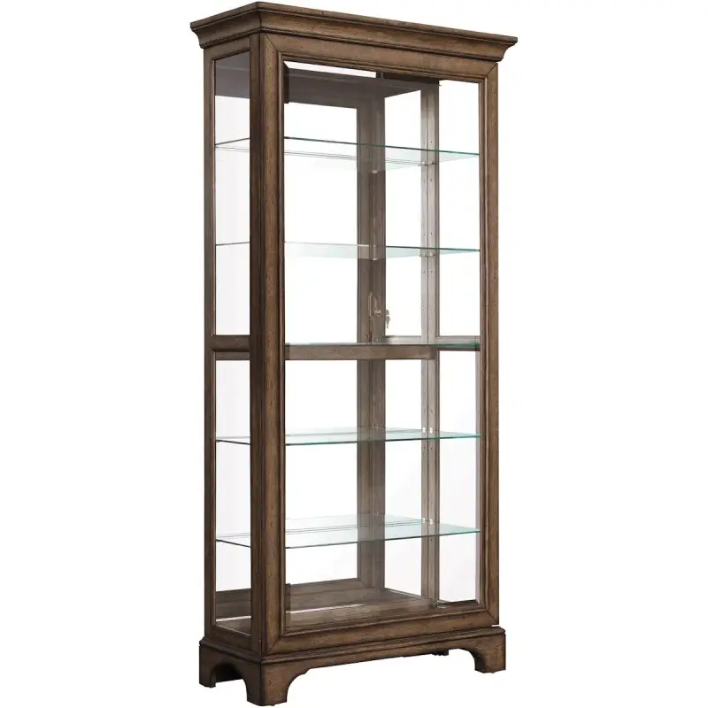 fae91441de36fe3b3234a7840732c402 PFC Living Room Traditional Sliding Door Curio with Glass Shelves and LED Light P021768 - Image 1