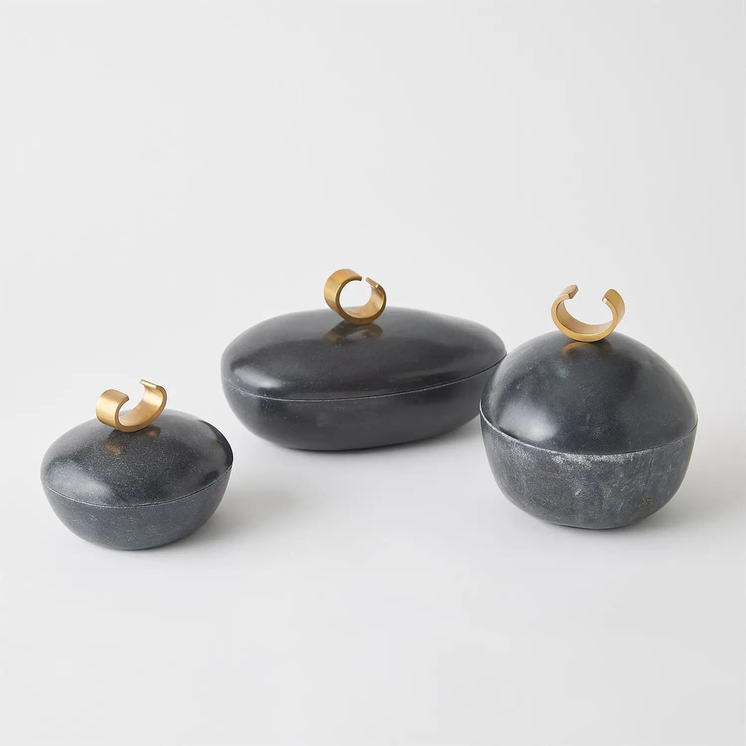 49c072b41c6cbd4864df61a5be7a6dae Caillou Oblong Lidded Pot-Black Marble CLL990080 - Image 1