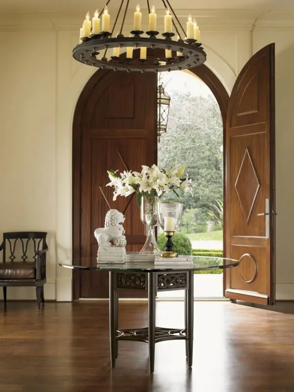 7e498c3df4f43d082bece83696a0c7c0 Royal Kahala Sugar And Lace Dining Table With 54 Inch Glass Top 539-875-54C - Image 1