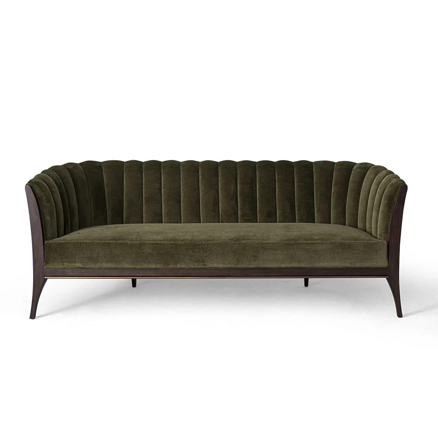 Connor Channel Back Sofa-Moss Velvet 2578