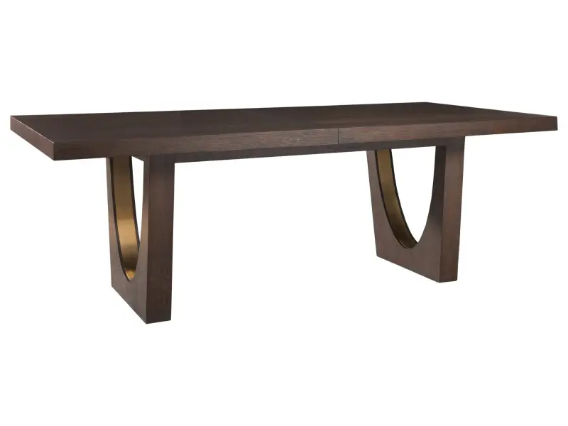 bce8c640ca256e9dcef735ea94d28486 Signature Designs Trunk Segment Round Dining Table With Glass Top-Gold Leaf - Image 1