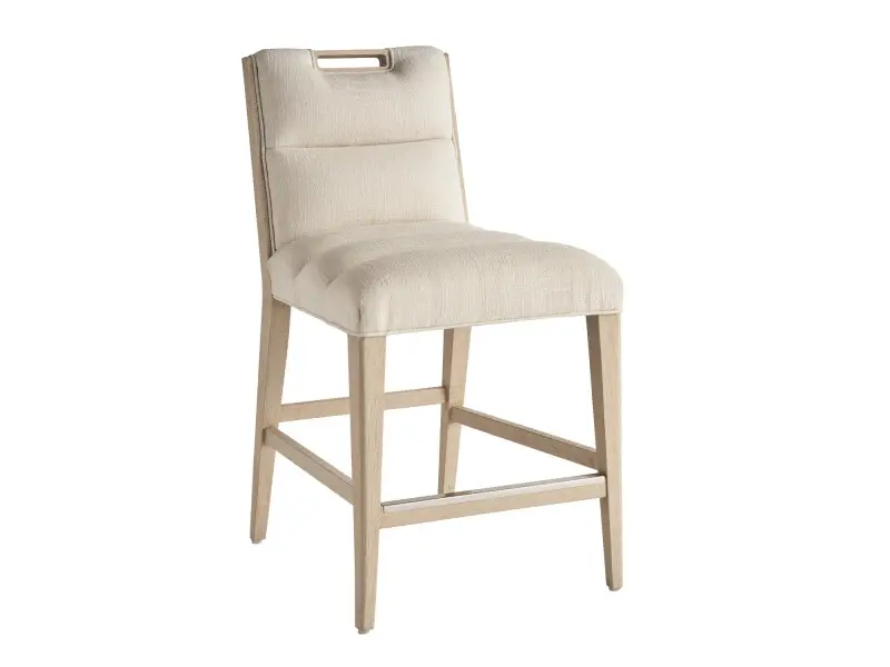 d3784447ba3d9b6d929b475d2cb93d6e Sunset Key Greer Channeled Upholstered Counter Stool - Image 1