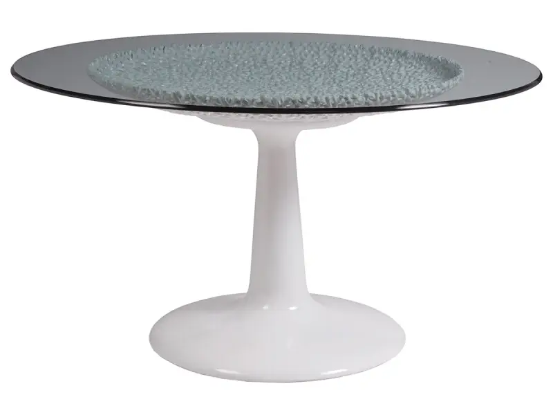 f8092cb4b9f595faa3b4bde46a5595d5 Signature Designs Seascape White Dining Table With Glass Top - Image 1