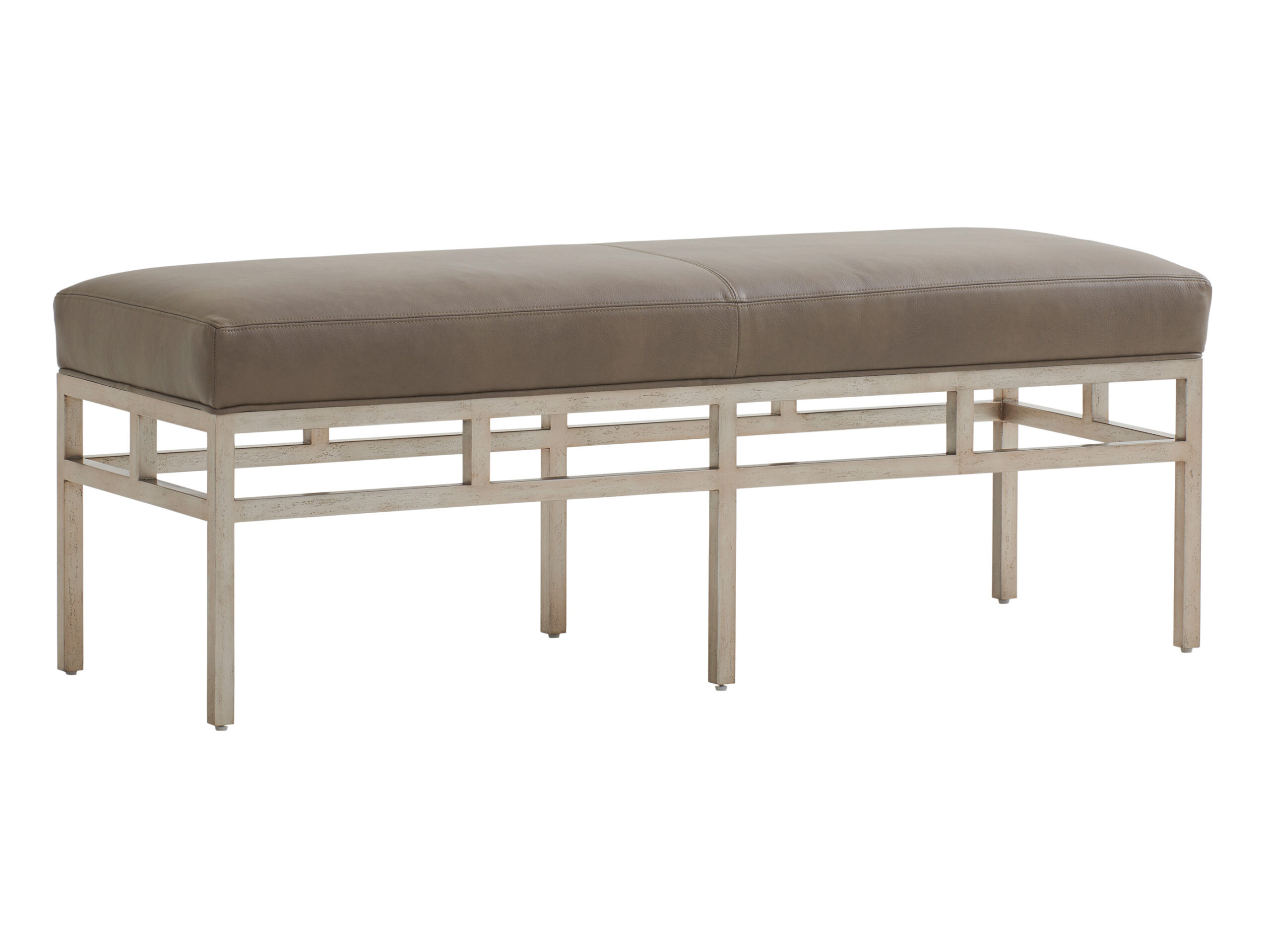 cb8a5d73b494e5104be20b42fee3c377 Barclay Butera Upholstery Lucca Leather Metal Bench LL5460-25 - No Finish - Image 1
