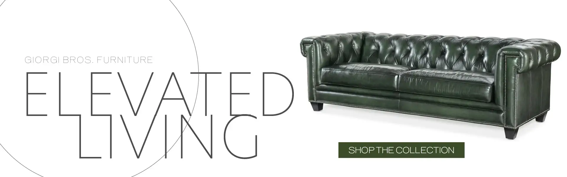 Dark green leather tufted Chesterfield sofa on white background.