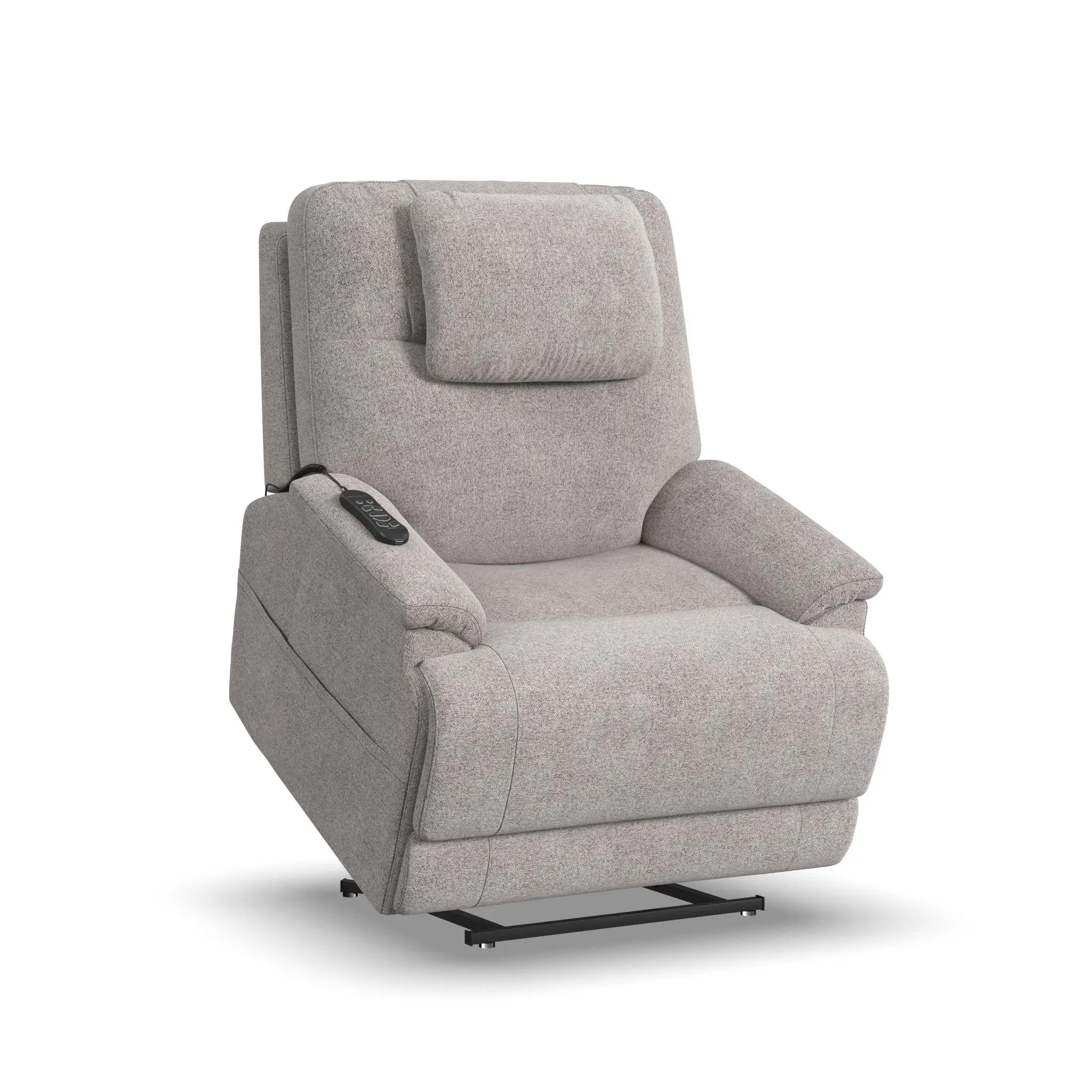 0d44a84306fd3a1d04e2ce132cf504c7 Zecliner Model 2 Petite Dove Fabric Power Lift Sleep Recliner with Power Headrest & Lumbar - Image 1