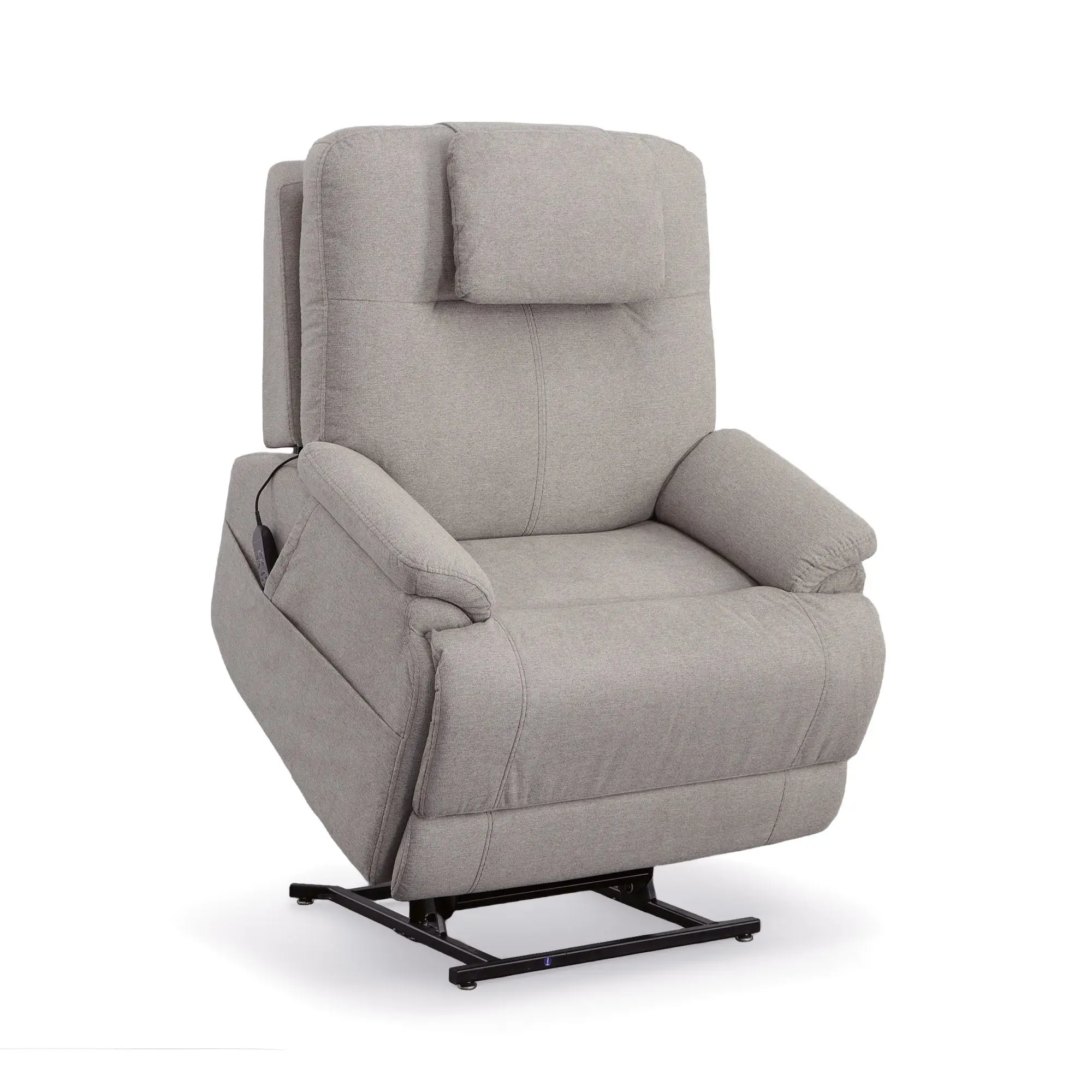 0d505207c6ff723f5e63806fa611b25e Zecliner Model 1 Dove Fabric Power Lift Sleep Recliner with Power Headrest & Lumbar - Image 1