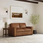 Henry Caramel Leather Loveseat - Image 3