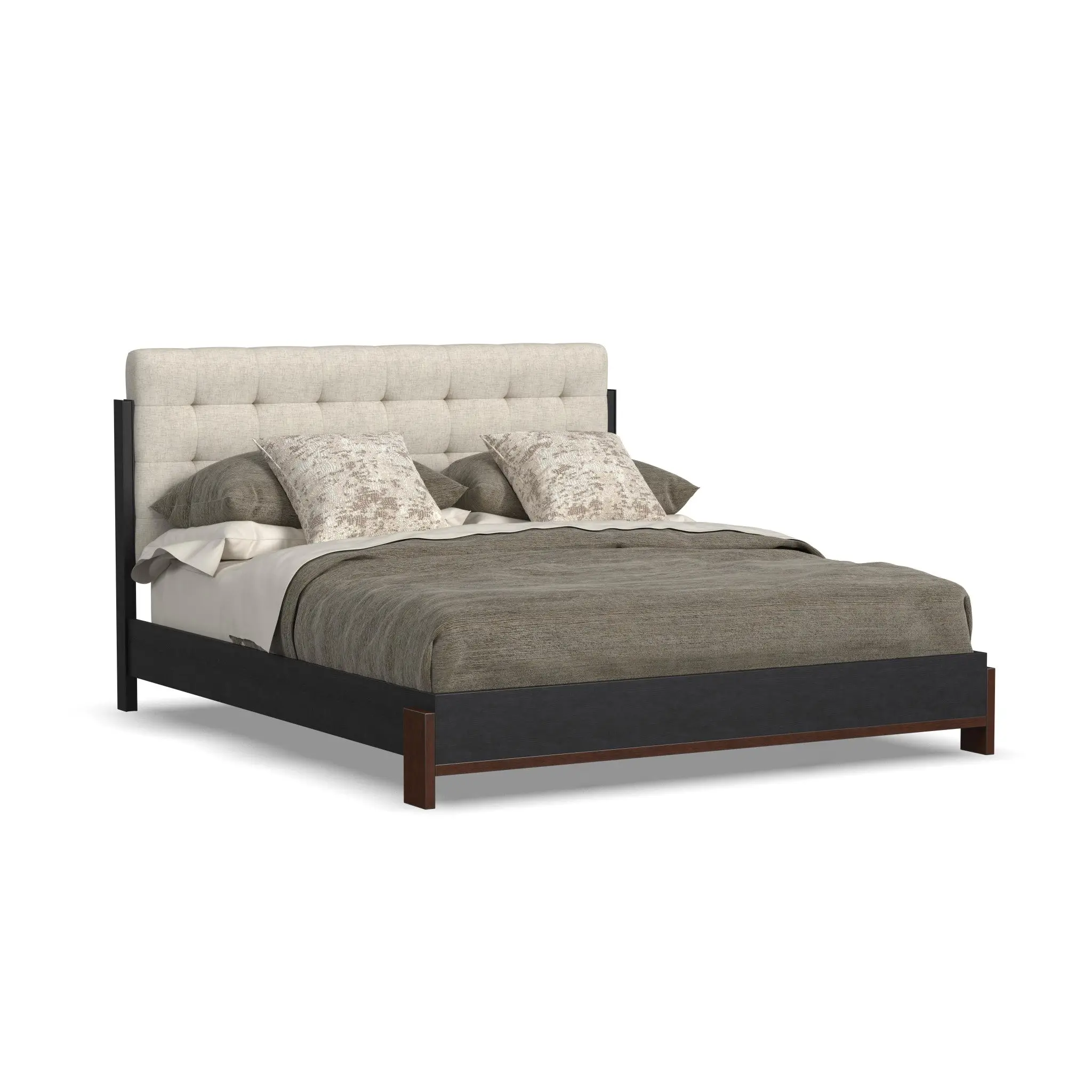 17771c98d01b9b32411f19f69237de2c Waterfall Black Queen Upholstered Bed - Image 1