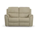 Henry Beige Leather Power Reclining Loveseat with Power Headrests & Lumbar - Image 3