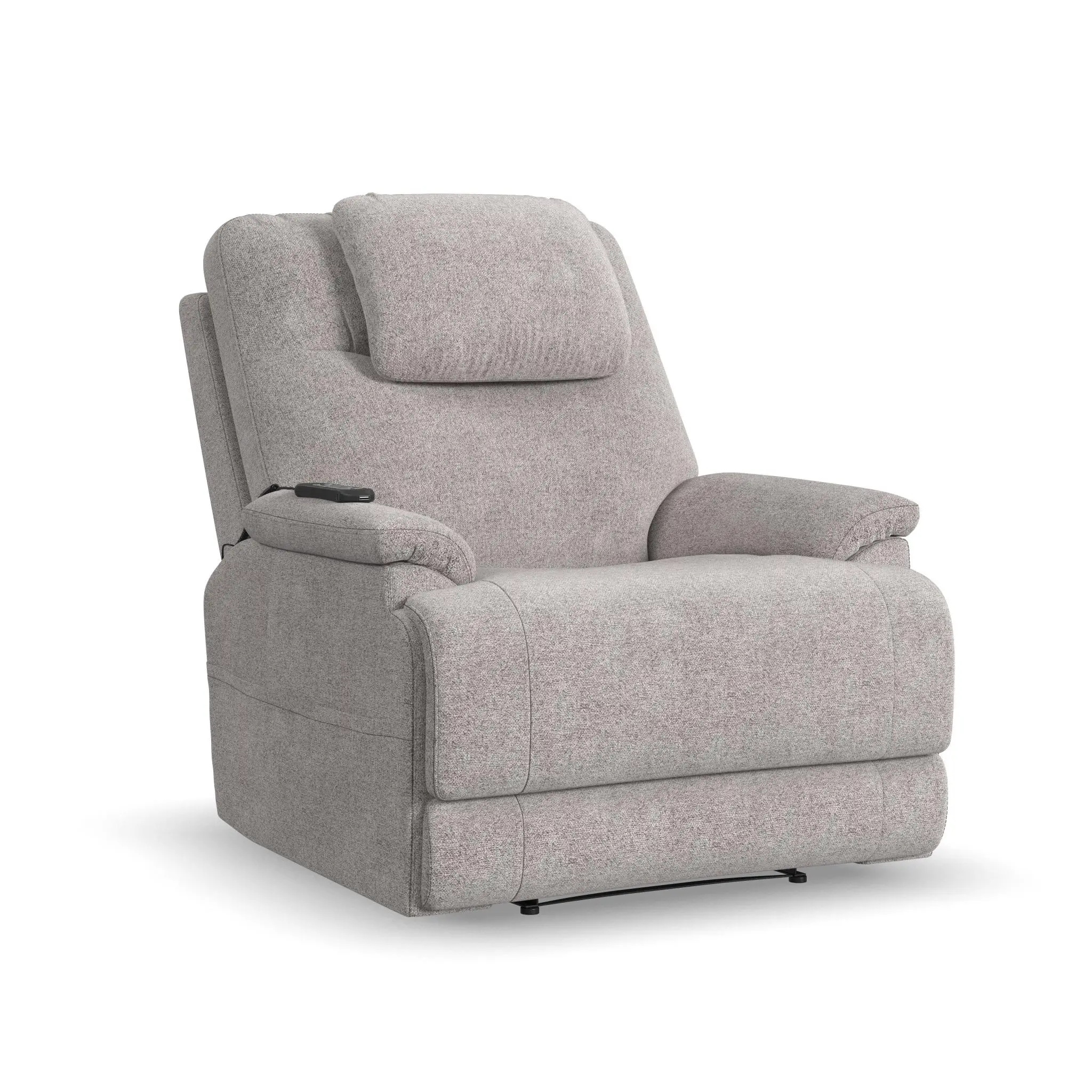 206593ce56e5e295951bedff442efc82 Zecliner Model 2 Petite Dove Fabric Power Sleep Recliner with Power Headrest & Lumbar - Image 1