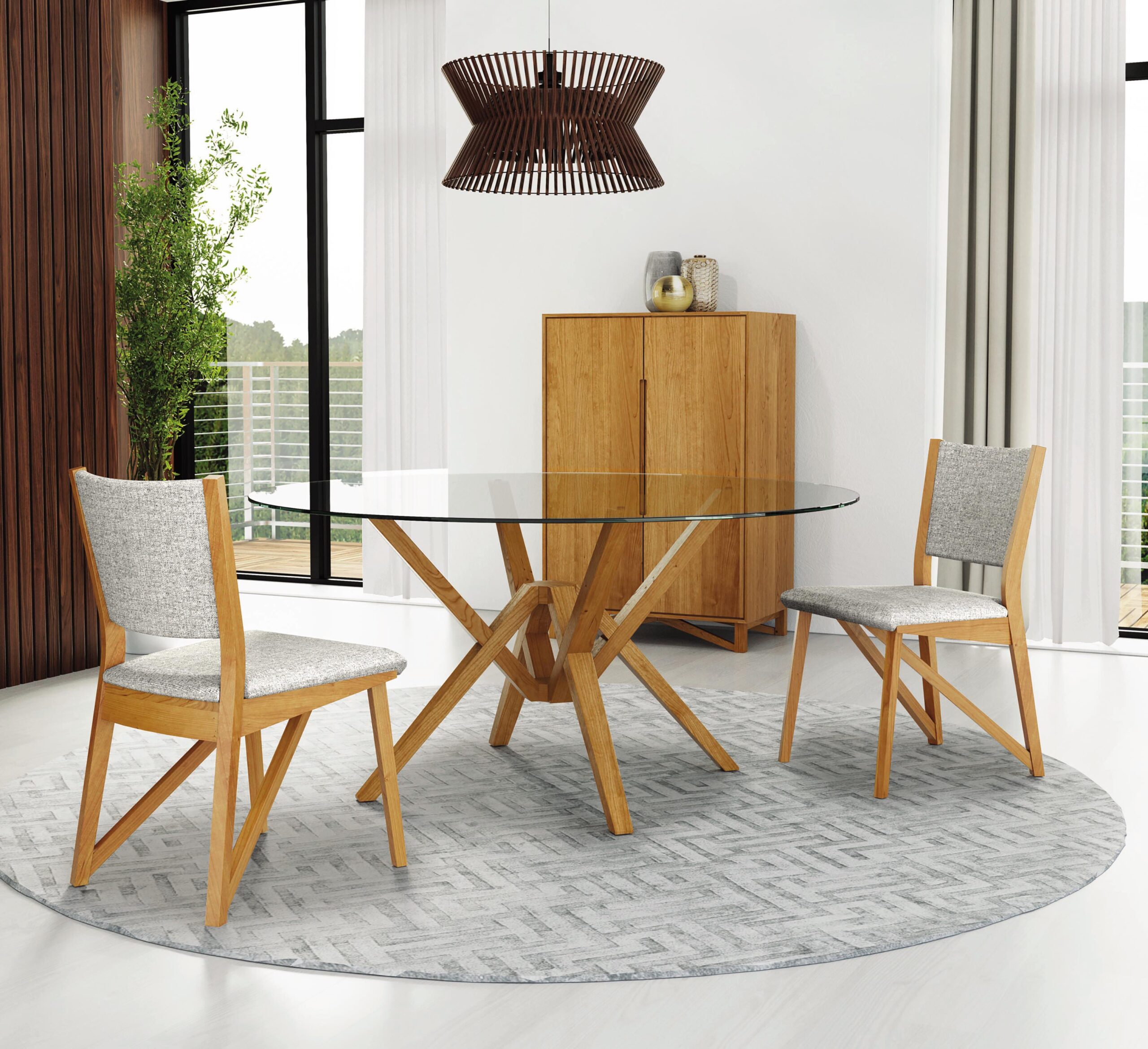 20d17f983edf3c4d687498ba07289f30 Exeter - Dining Table Base for Round Glass or Stone Tops - Autumn Cherry Finish - Image 1