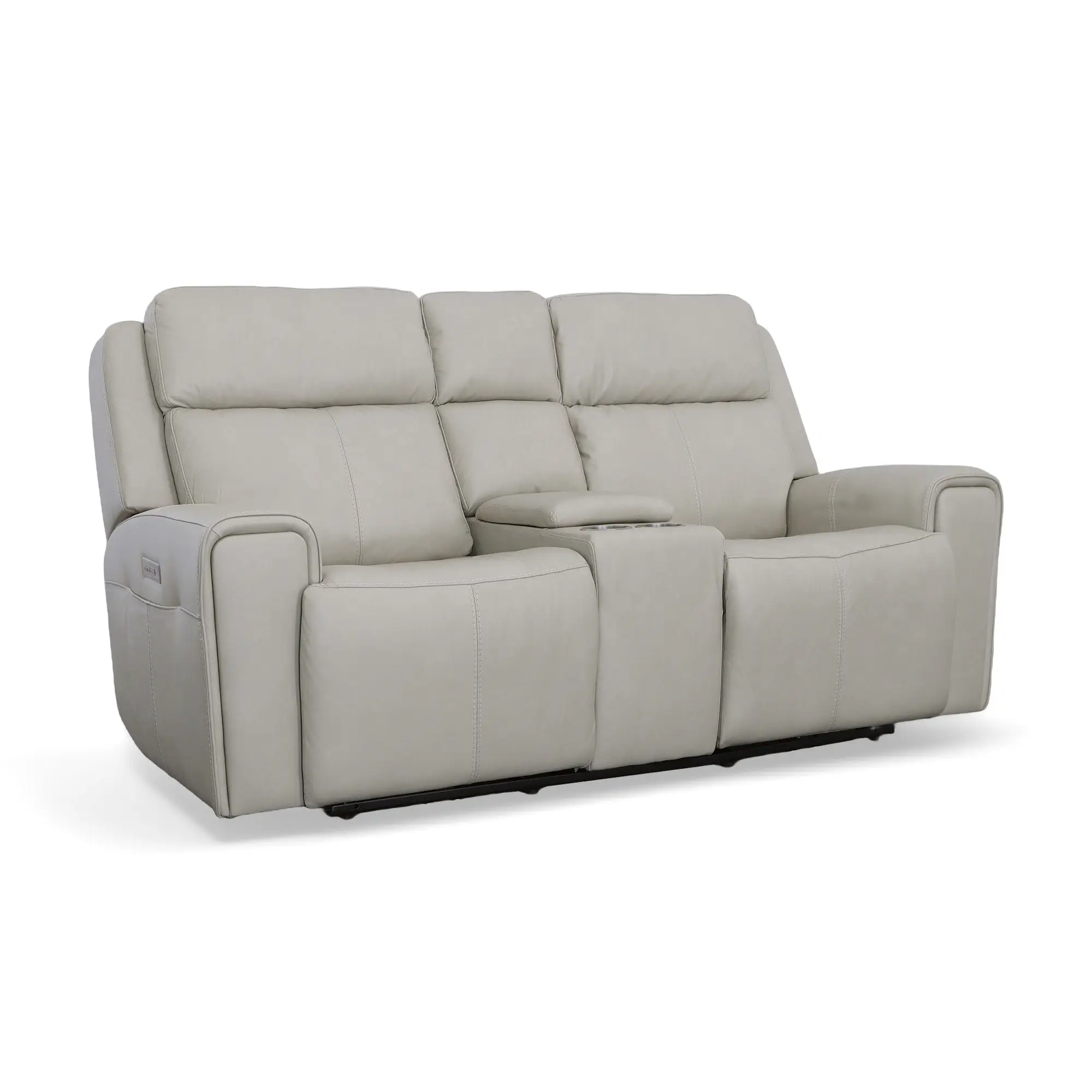 3438af6cdc453f97fe0aba300a87279b Barnett Gray Matters Leather Power Reclining Loveseat with Console, Power Headrests & Lumbar - Image 1