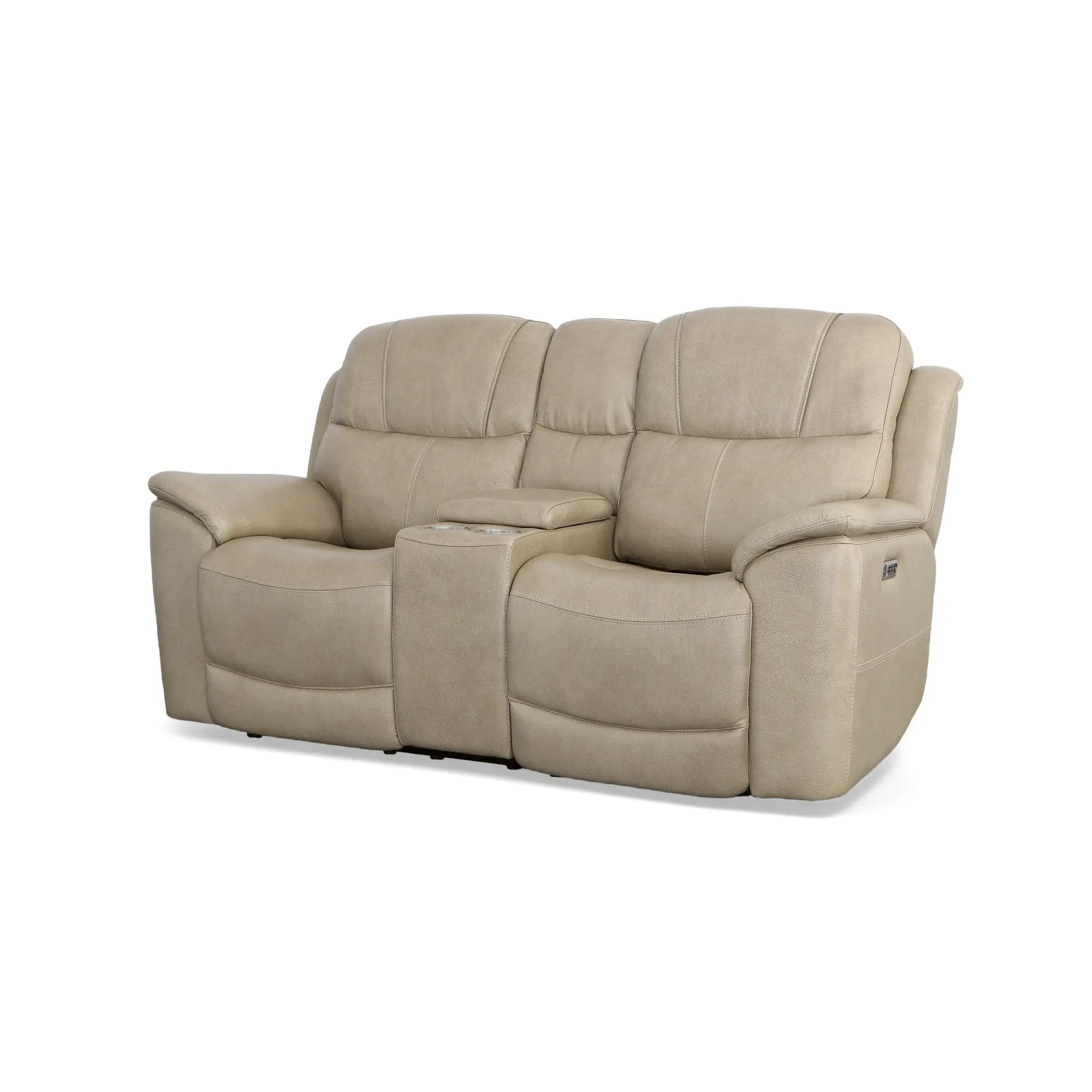 42d3fcb25ea660a6324898cda733d871 Crew Pebble Leather Power Reclining Loveseat with Console, Power Headrests & Lumbar - Image 1