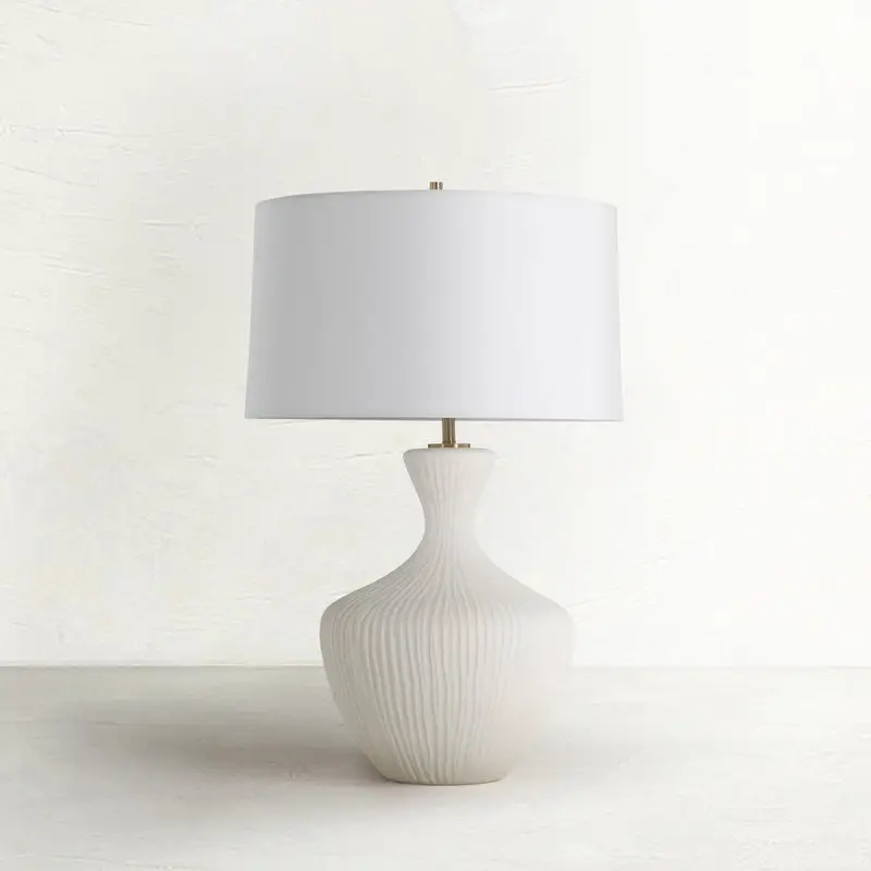 464dc8afc0e54c5277353e0bc86eafe7 Felix Ceramic Antique Brass Drum Shade Table Lamp - 28 In. H - Image 1