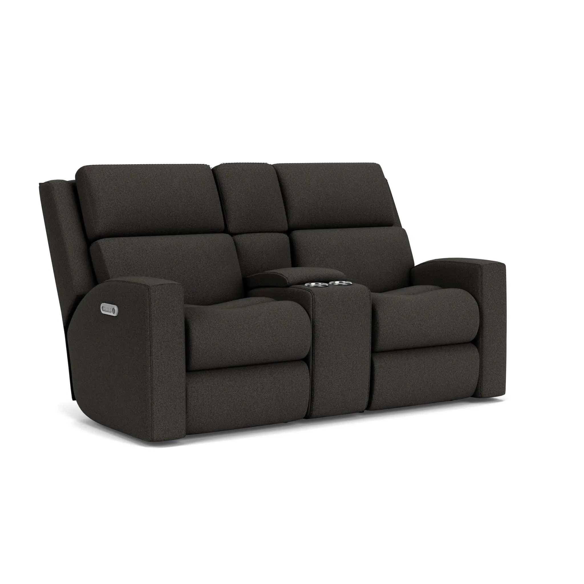 4c2a4ba9af8d7a1f5062409b119e467e Score Fabric Power Reclining Loveseat with Console & Power Headrests & Lumbar - Image 1