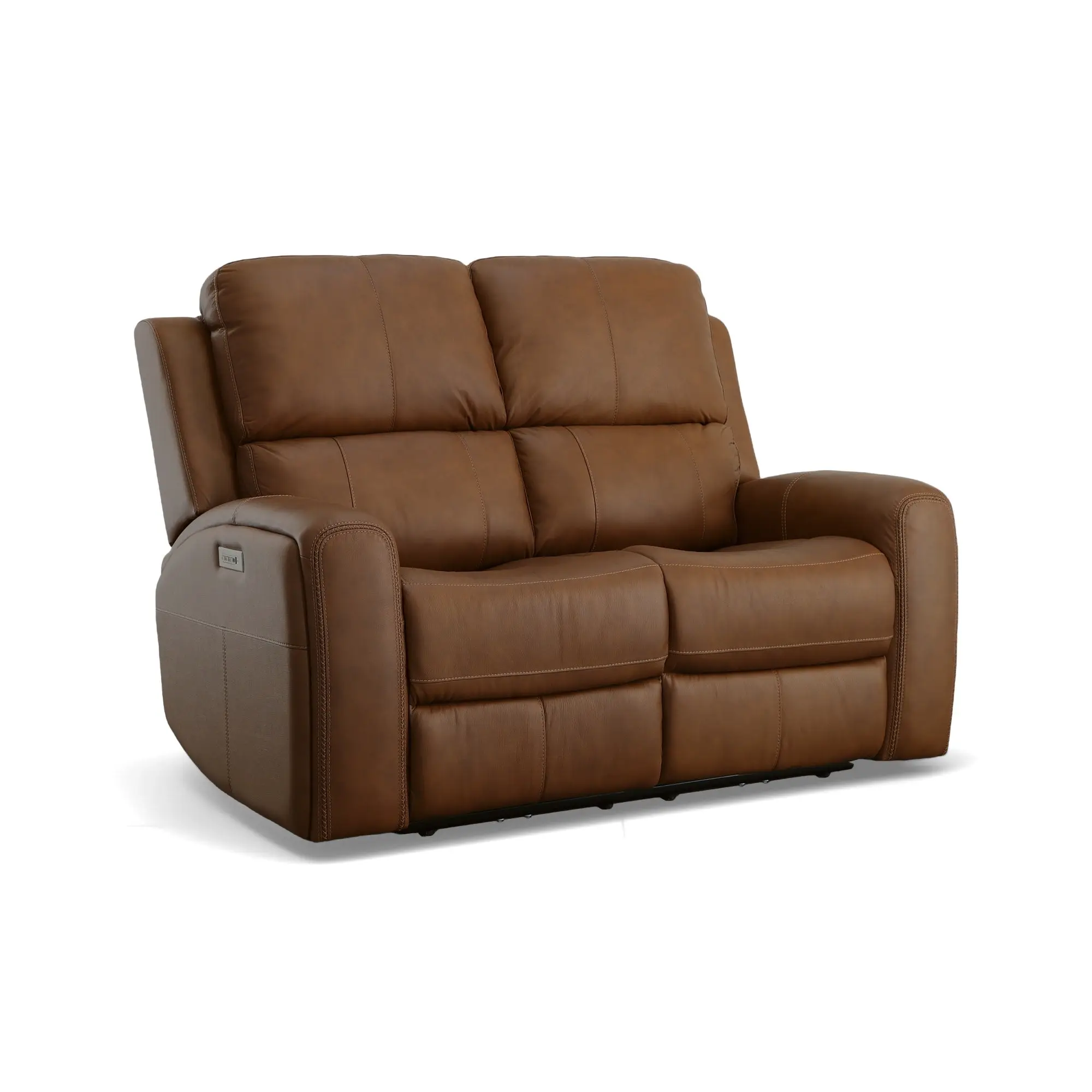 53bdfe7545e242797a0ada0affcdaef7 Linden Caramel Leather Power Reclining Loveseat with Power Headrests & Lumbar - Image 1