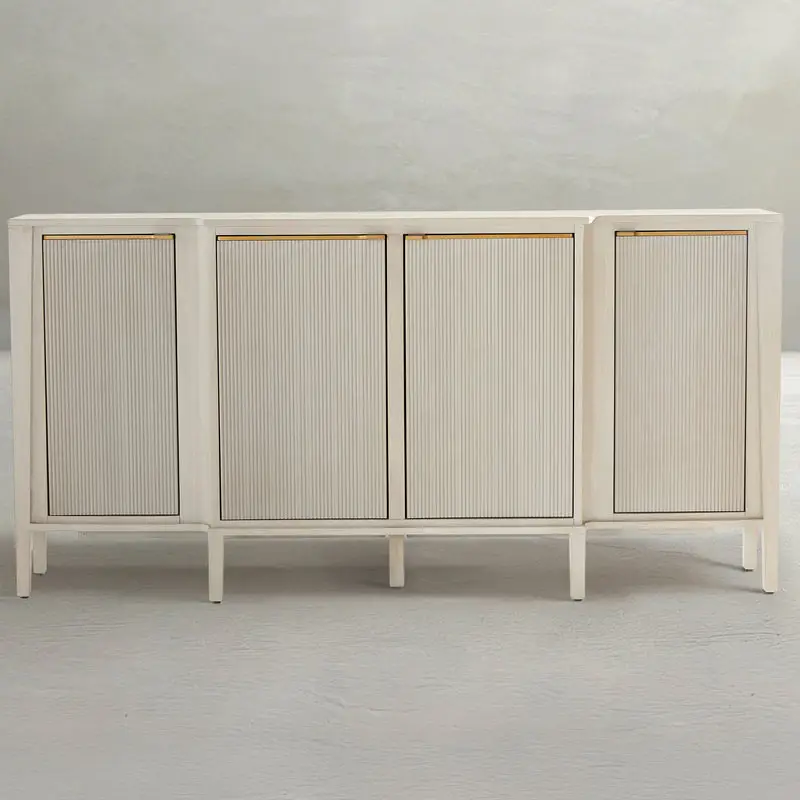 561664126878d4550e9c5ff66c16238b Leary Mahogany Oak Ribbed Sideboard - 4 Shelves, Stained Gold Gray - Image 1