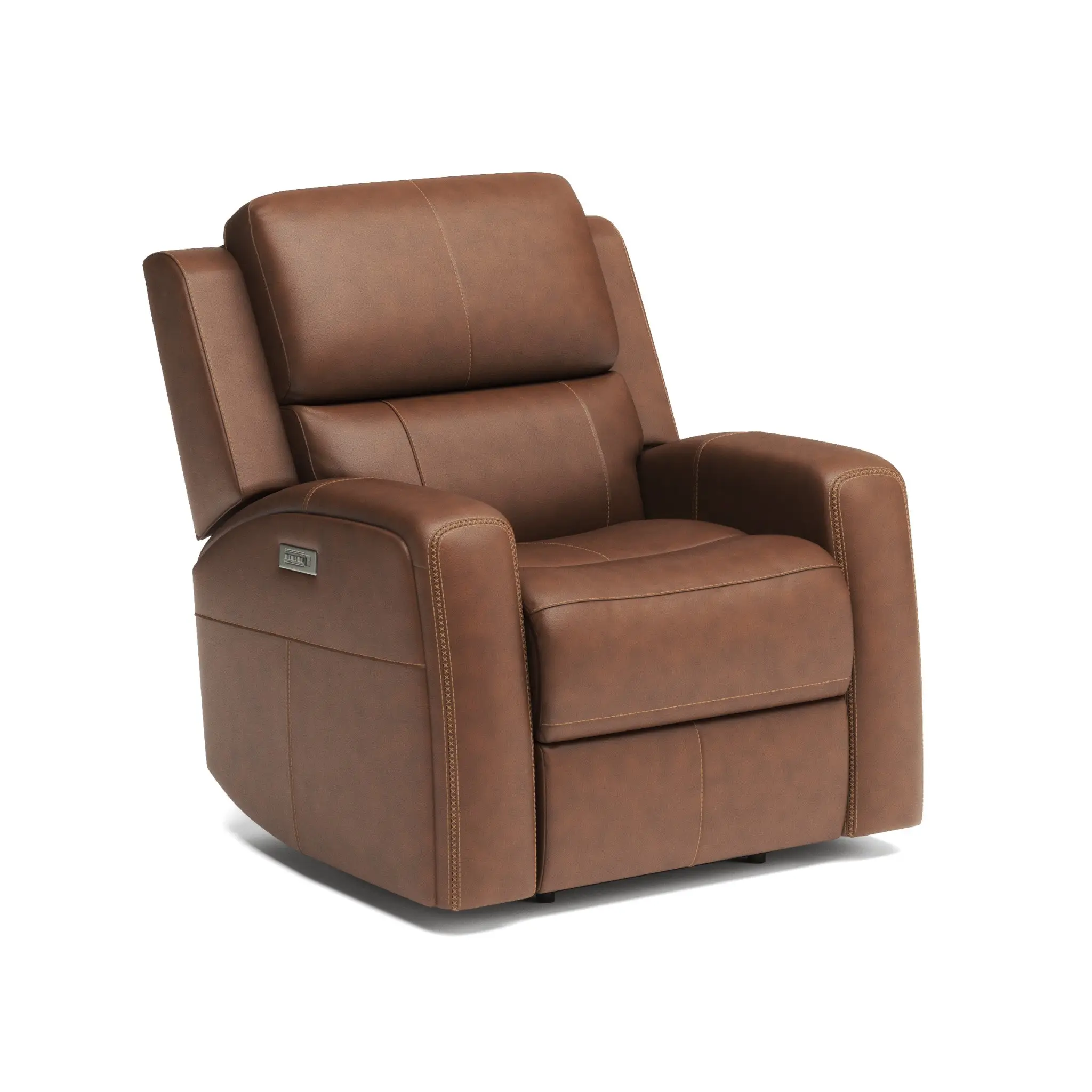 58088bc0a85f2e88ec85e1129af95fb9 Linden Caramel Leather Power Recliner with Power Headrest & Lumbar - Image 1