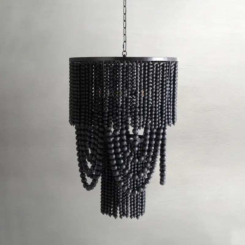 6b233f1057f878fe5920ba6044ead9b9 Norton Metal Charcoal Matte Black Beads Chandelier - 29 In. D X 34.5 In. H - Image 1