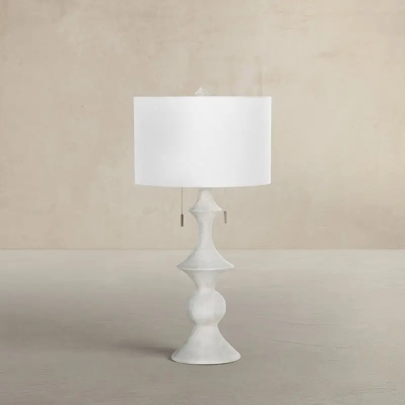 6cd08dcedf392dd42d4fc4cf22c3f2b0 Radnor Linen Plaster Antique Brass Table Lamp - 32 In. H - Image 1