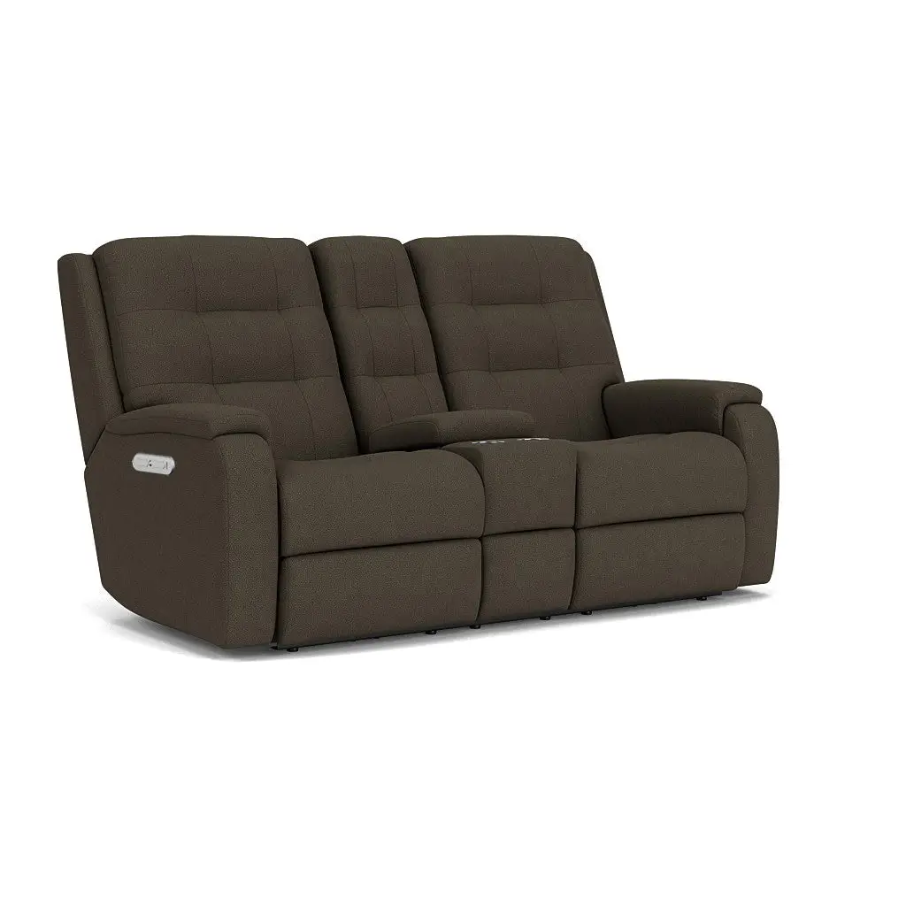 6de1199796cf2f8045130e92a725a751 Arlo Fabric Power Reclining Loveseat with Console & Power Headrests - Image 1