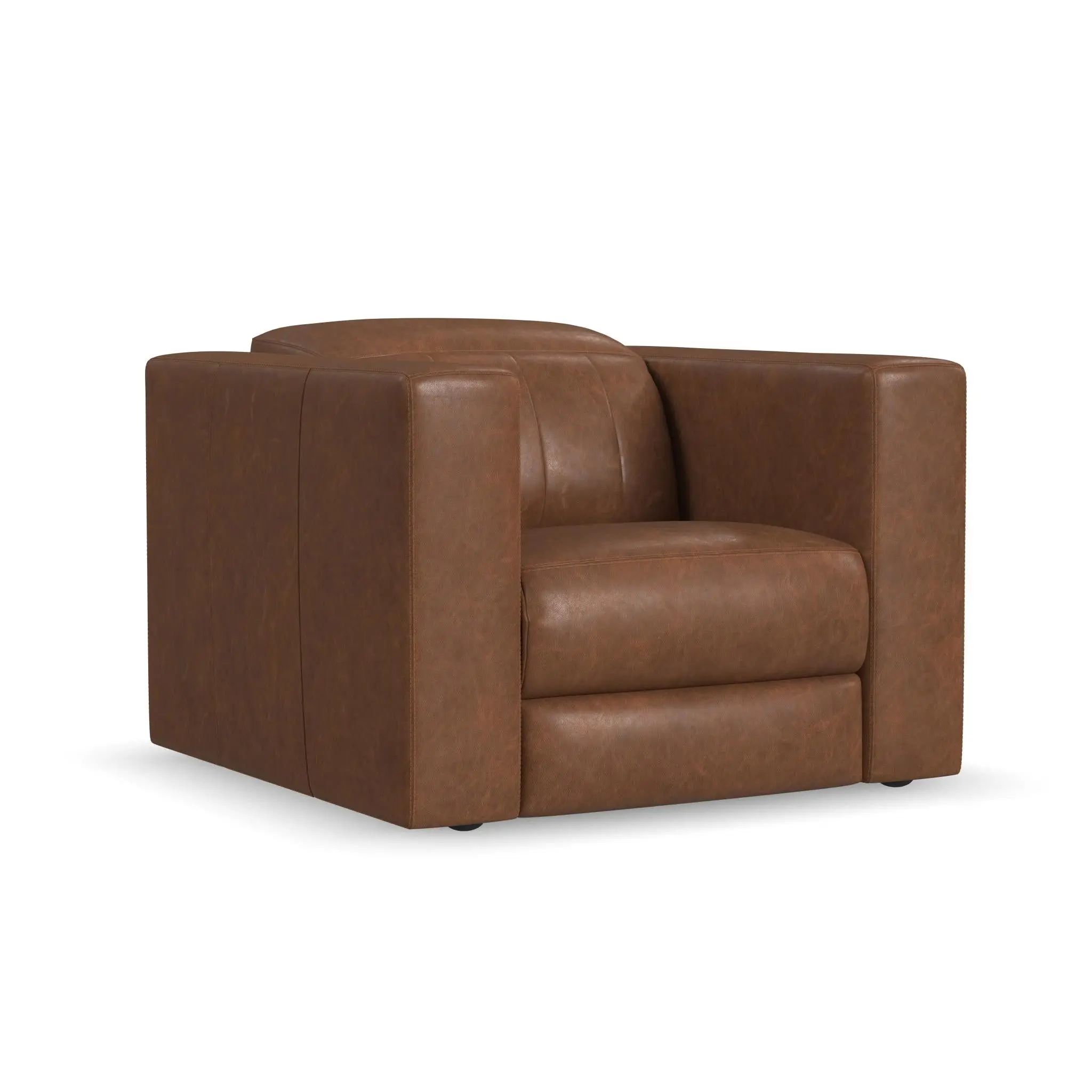 6e378236295d60407cbf4e983a6beff6 Austin Chestnut Leather Power Recliner with Power Headrest - Image 1