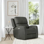 Linden Charcoal Leather Power Recliner with Power Headrest & Lumbar - Image 3