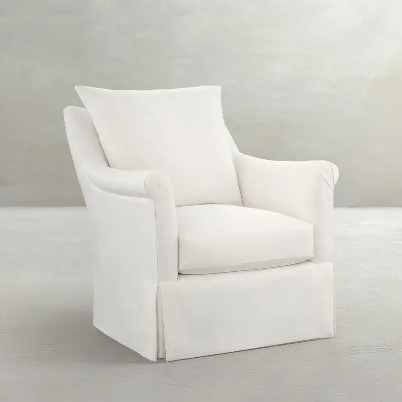 71d827cc5cce84c5ec5ef33b45e1057e Devin Falls Skirted Upholstered Chair - Pleated Roll Arms - Image 1