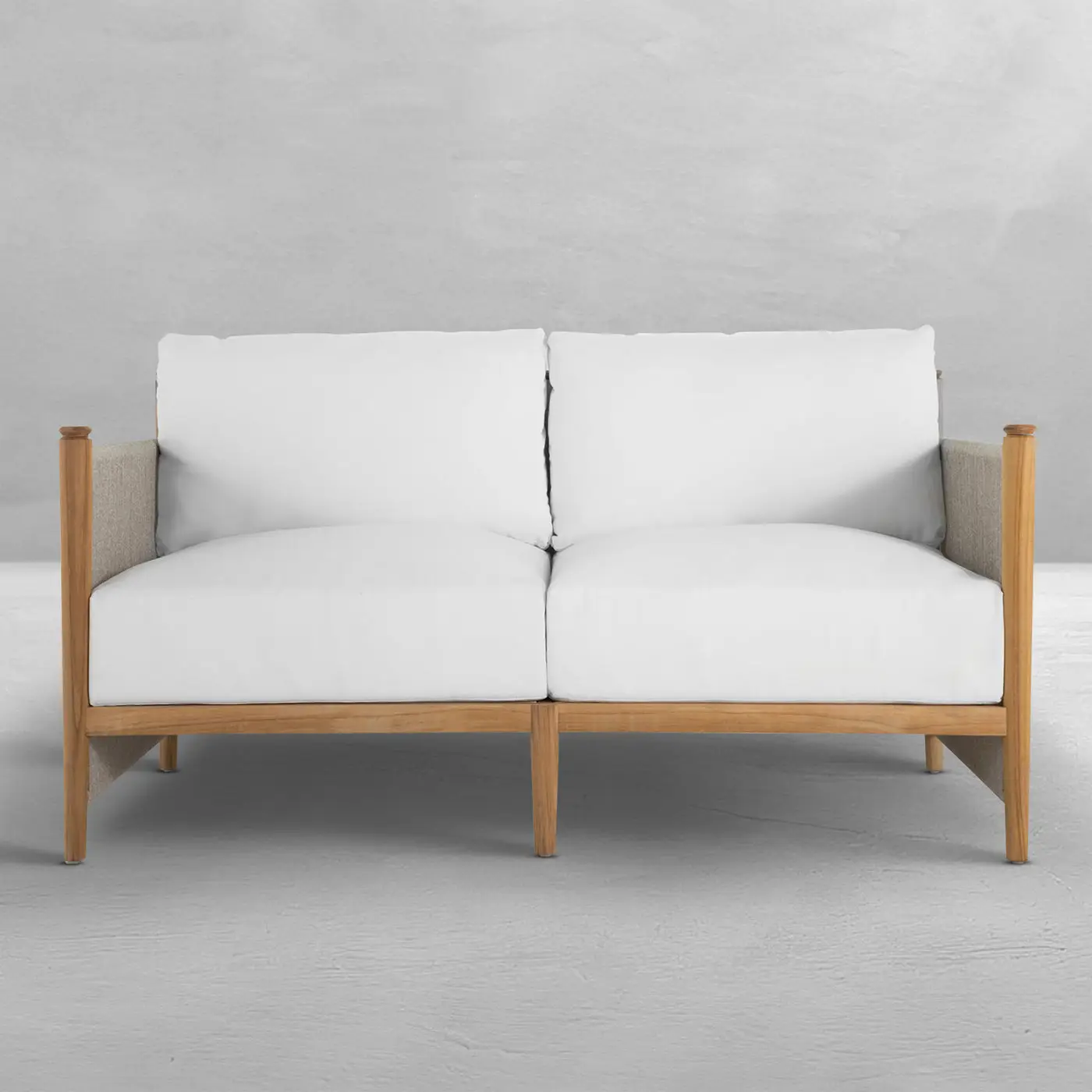 73843c3325d7641fce9a4ad4d1264410 Pacifica Teak Rope Brass Outdoor Loveseat - Image 1
