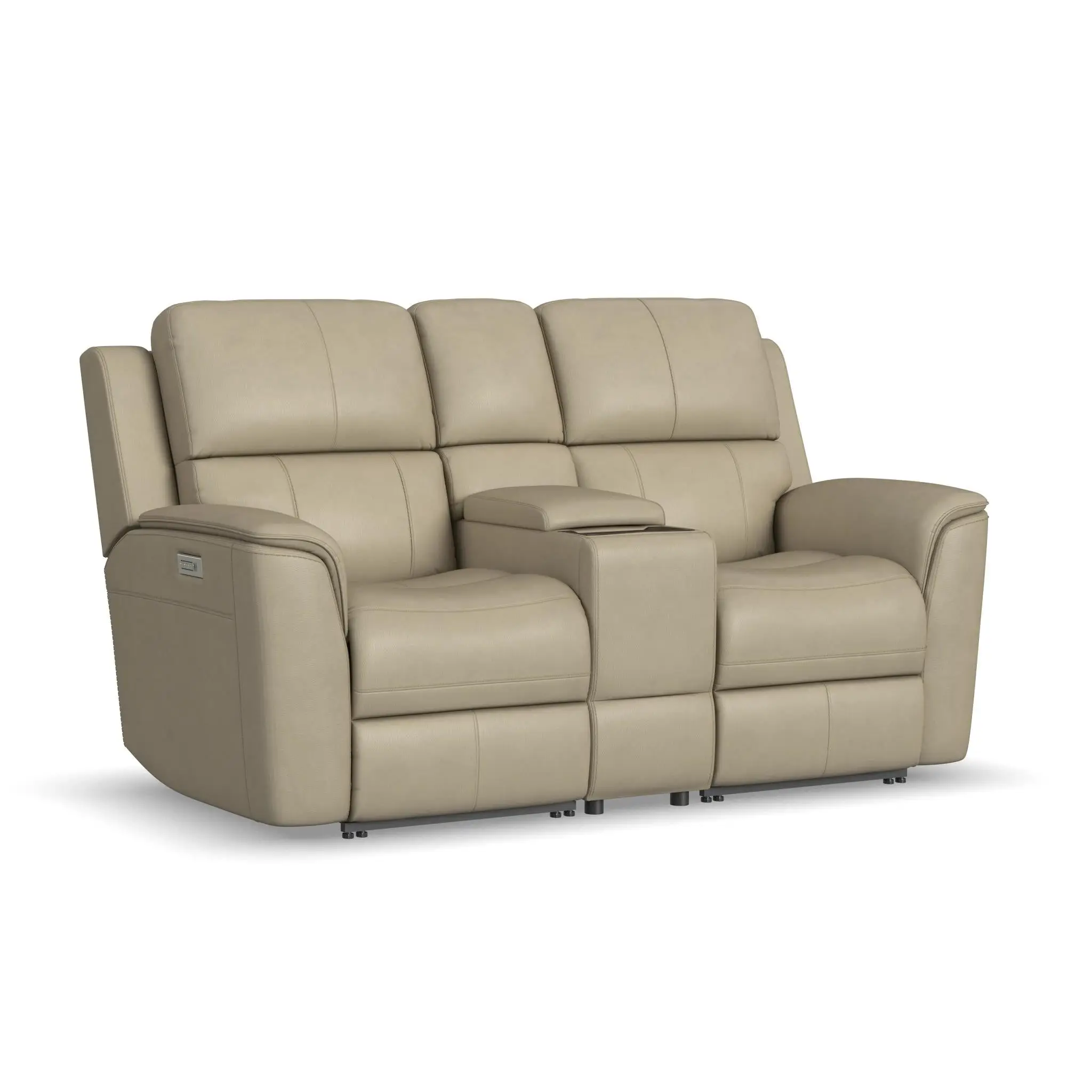 75773bd2ac9729997e4a33fc34845893 Henry Beige Leather Power Reclining Loveseat with Console & Power Headrests & Lumbar - Image 1