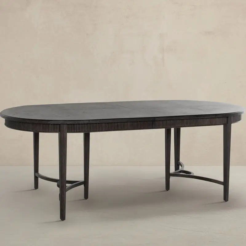77ce6ed21d9202b8c8f345249dab6a3d Whitlock Mindi Veneer Oval Extendable Dining Table - Forest Black, 86 In. W X 30 In. H - Image 1