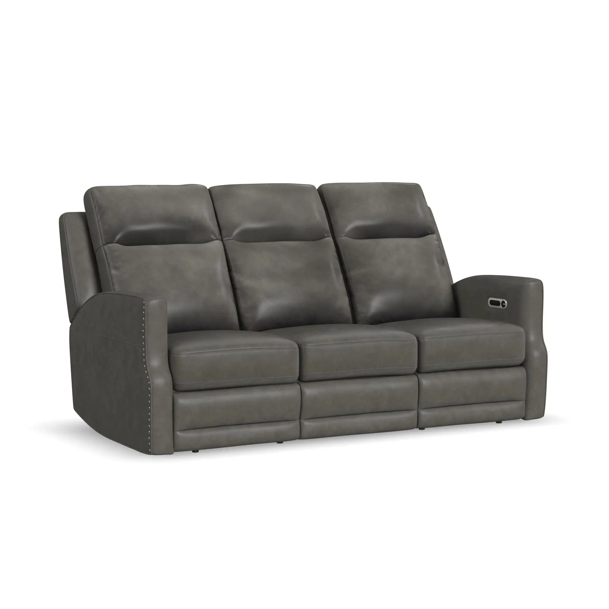 8d3ee27e1c0152da2e0ccf6071513776 Maxwell Cinder Leather Power Reclining Sofa with Power Headrests and Lumbar - Image 1