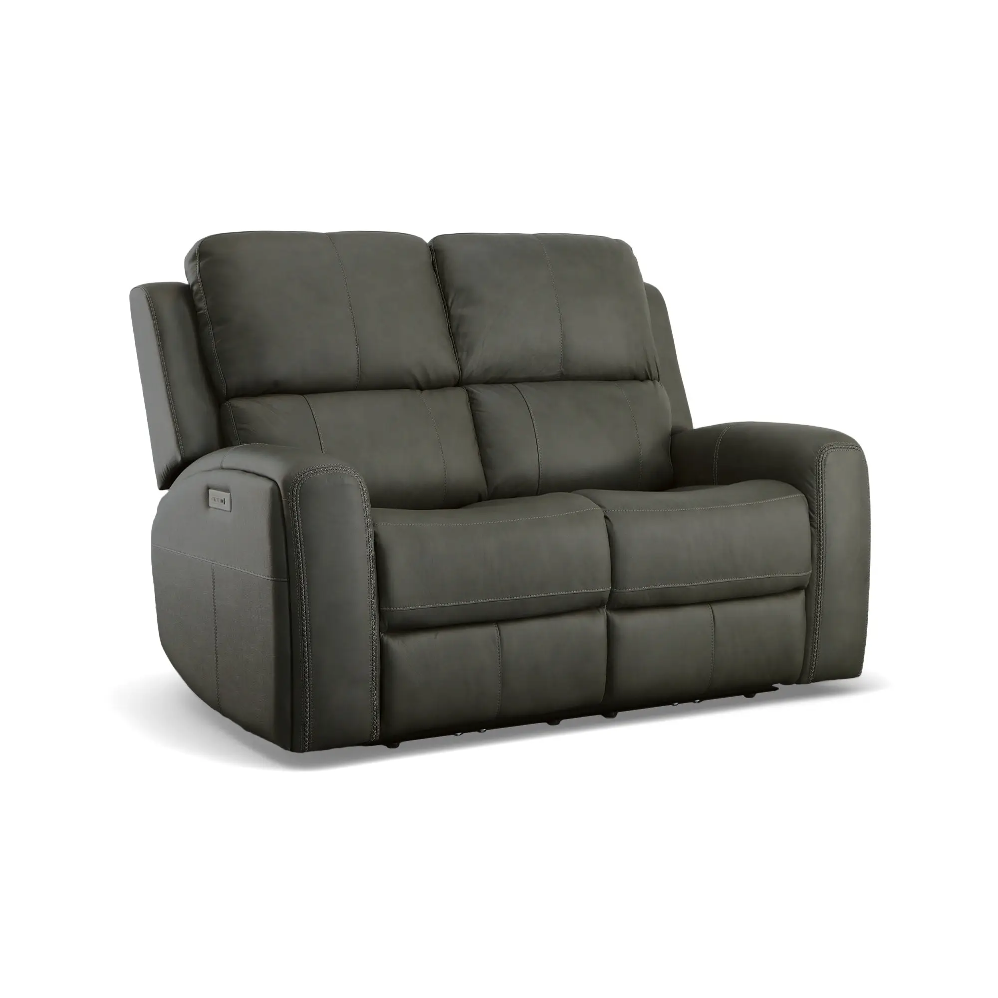 94bbe4ca486325bc3aee48ebfe8961a1 Linden Charcoal Leather Power Reclining Loveseat with Power Headrests & Lumbar - Image 1