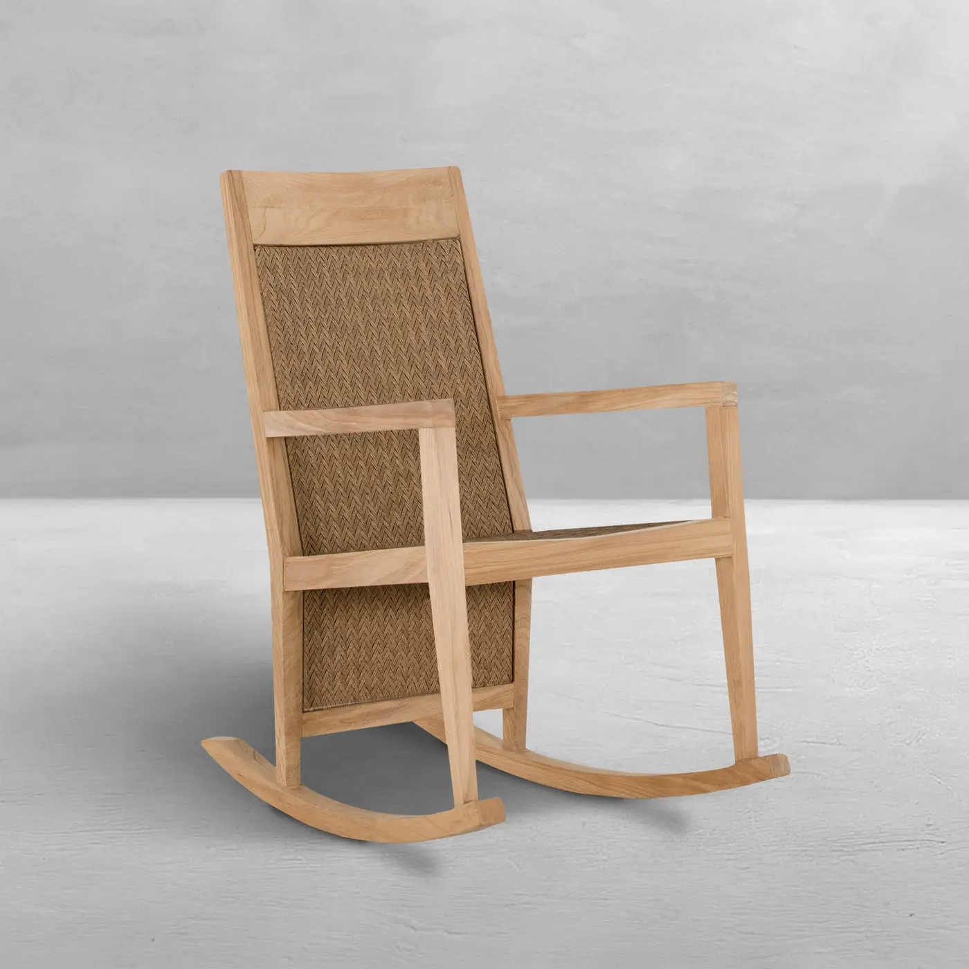 9ca2f2b0d26a270c41a4c80759f4aa12 Savannah N-dura Resin Wicker Outdoor Teak Rocker - Image 1
