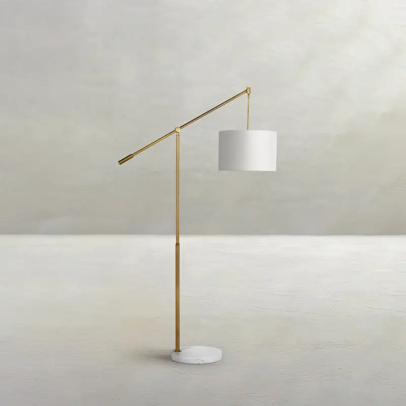 9f74364dc7eefcd5c107c0b2cb2d8907 Fulton Stained Gold Volakas Marble Base Floor Lamp - 83 In. H - Image 1