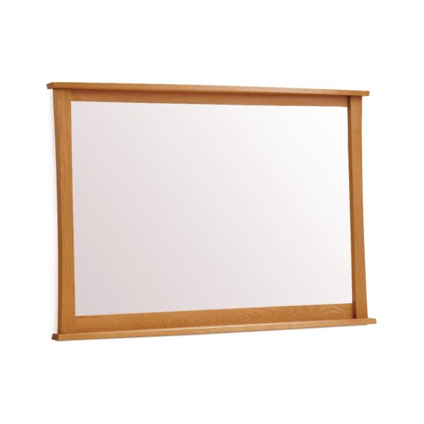 Mission-style wooden framed rectangular wall mirror.