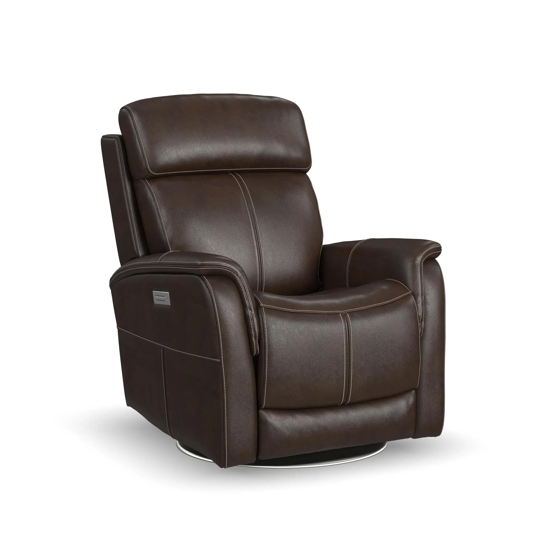 c3f54bb653c962392f122d9a4544e2a7 View Leather Power Swivel Recliner with Power Headrest - Image 1
